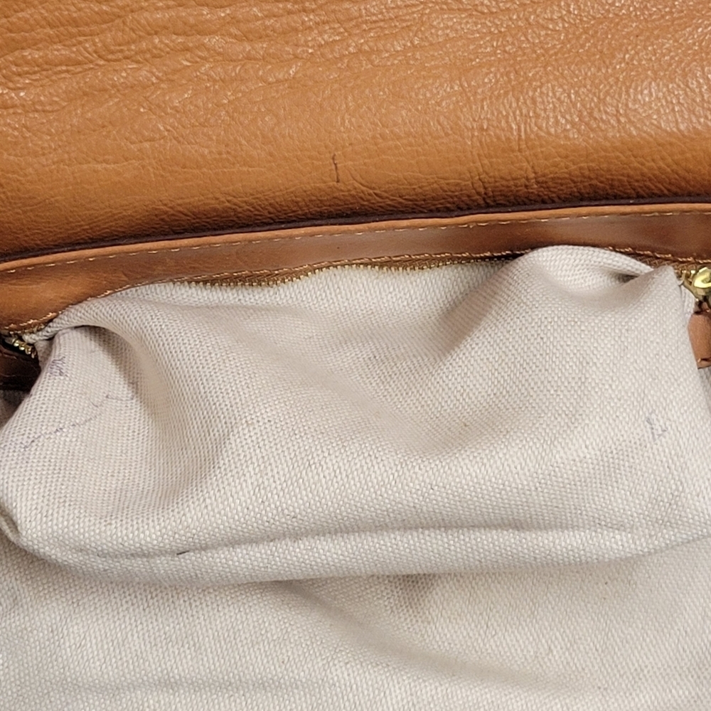 Michael Kors Vintage Studded Small Cognac Leather Saddle Shoulder Bag. - Picture 14 of 16